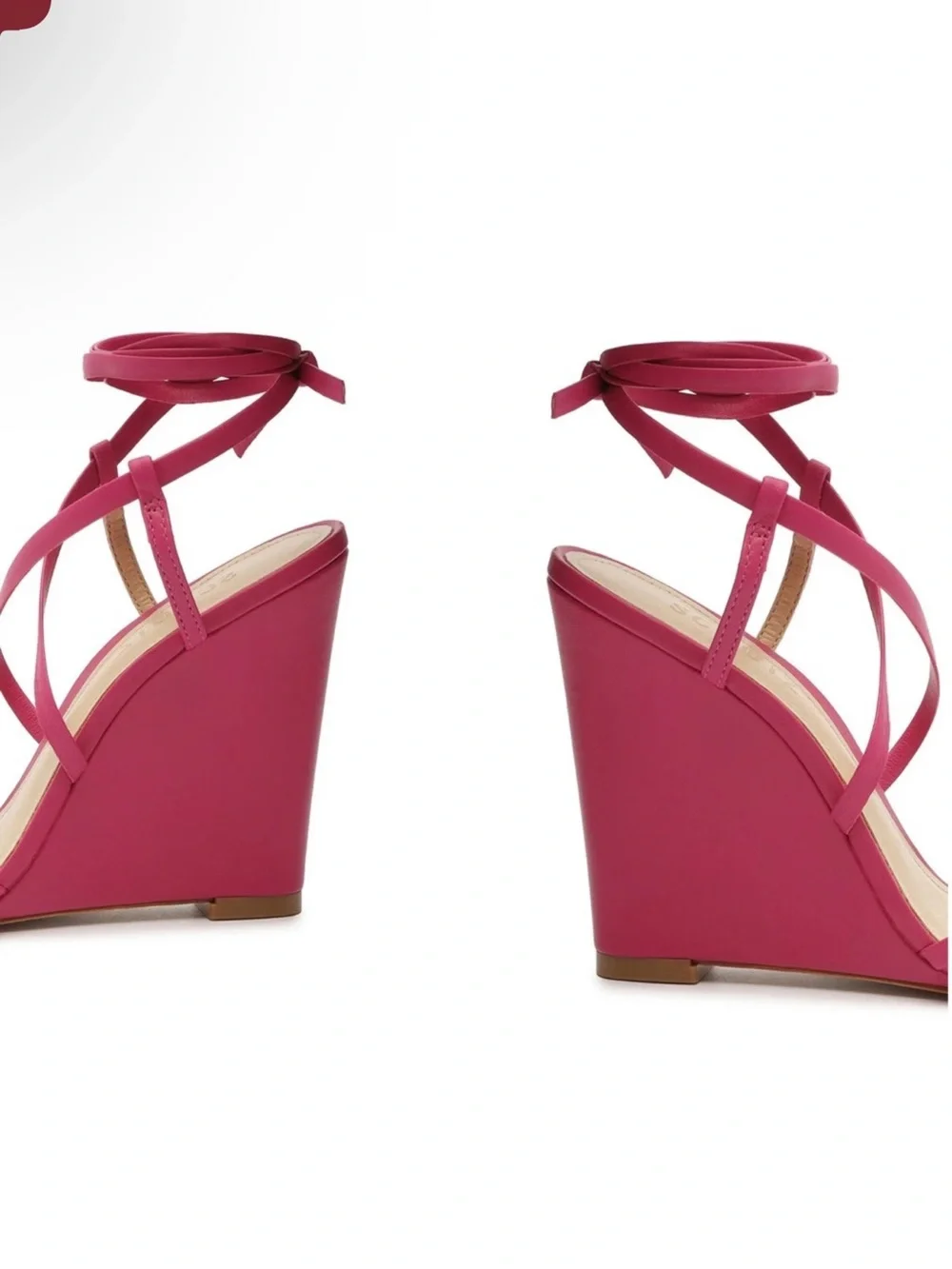 SCHUTZ DEONNE Hot Pink Strappy Wedge Sandal with Ankle Tie (22)